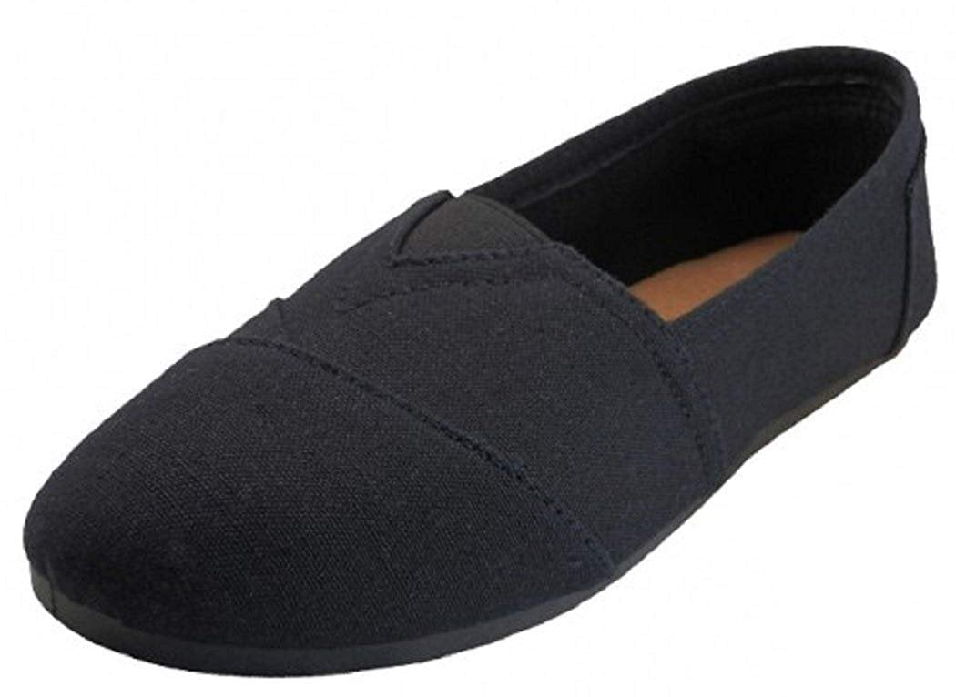 EasySteps Women's Canvas Slip-On Shoes with Padded Insole, All Black, 9 ...