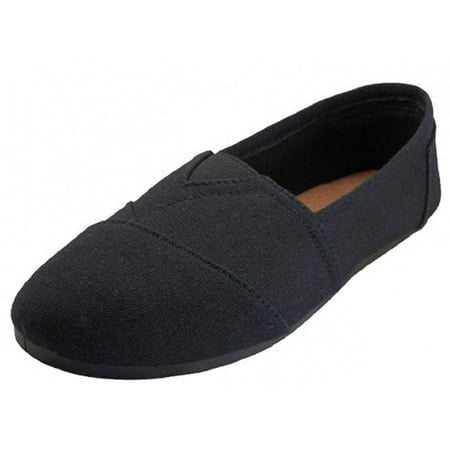 

EasySteps Women s Canvas Slip-On Shoes with Padded Insole All Black 8 B(M) US