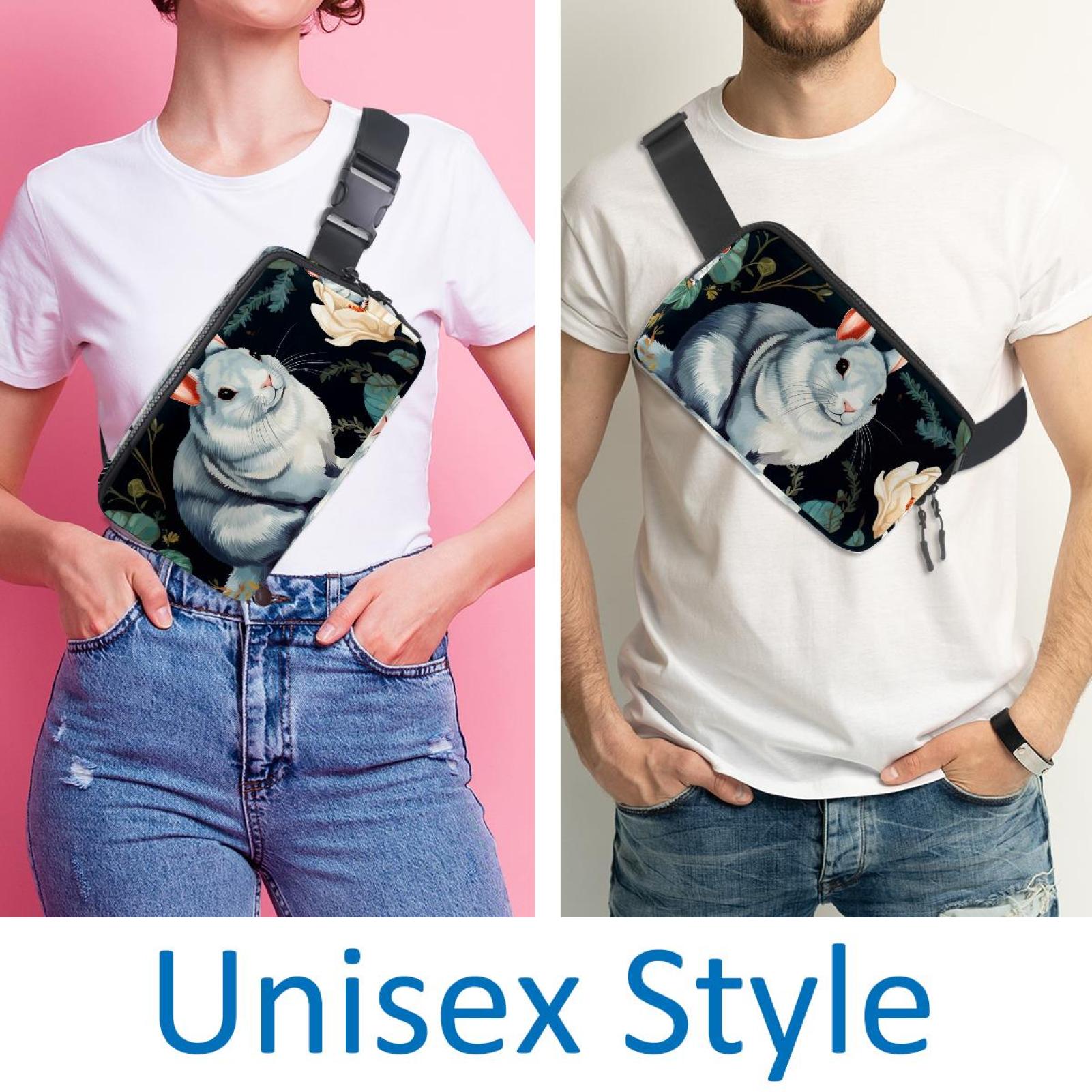 Chinchilla Lightweight Adjustable Fanny Pack Sling Bag with Extension Strap Crossbody Bag Unisex