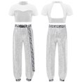 thumbnail image 1 of Zaldita Girls Jazz Street Dance Performance Costumes 6-14 Years Hip Hop Clothes Active Workout Set Silver 10, 1 of 6