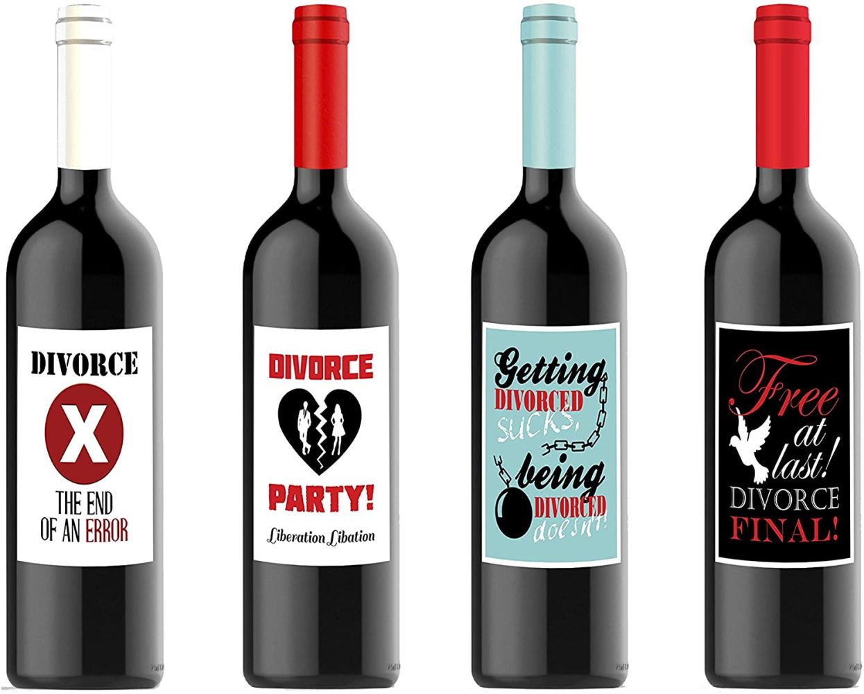 Divorce Wine Labels for Celebration Party Funny Gift for Women Separating  Moving on 4 Labels