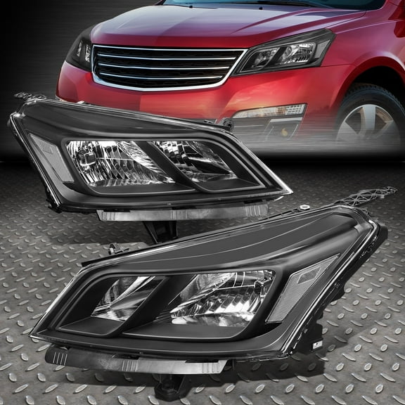 NUVISION for 13-17 Chevy Traverse Pair Black Housing Clear Corner Signal Headlight Lamps