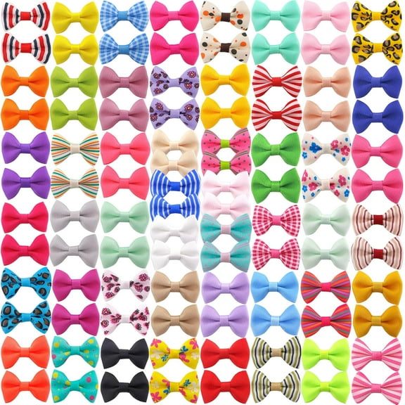 Dog Hair Bows Small Puppy Bowknot Clips for Pet Grooming Accessories Doggy Gifts 100Pcs (50 Pairs)