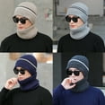thumbnail image 1 of 2Pcs/Set Winter Beanie Hat Scarf: Warm Fleece Lined Knit Skull Cap Neck Warmer Set - Ribbed Cuffed Beanies for Men & Women, 1 of 8