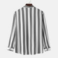 thumbnail image 4 of gbyLJF Men's Striped Shirt Single-sided Pocket Button Down Stand-up Collar Top Lightweight Breathable Long Sleeve Cardigan, 4 of 7