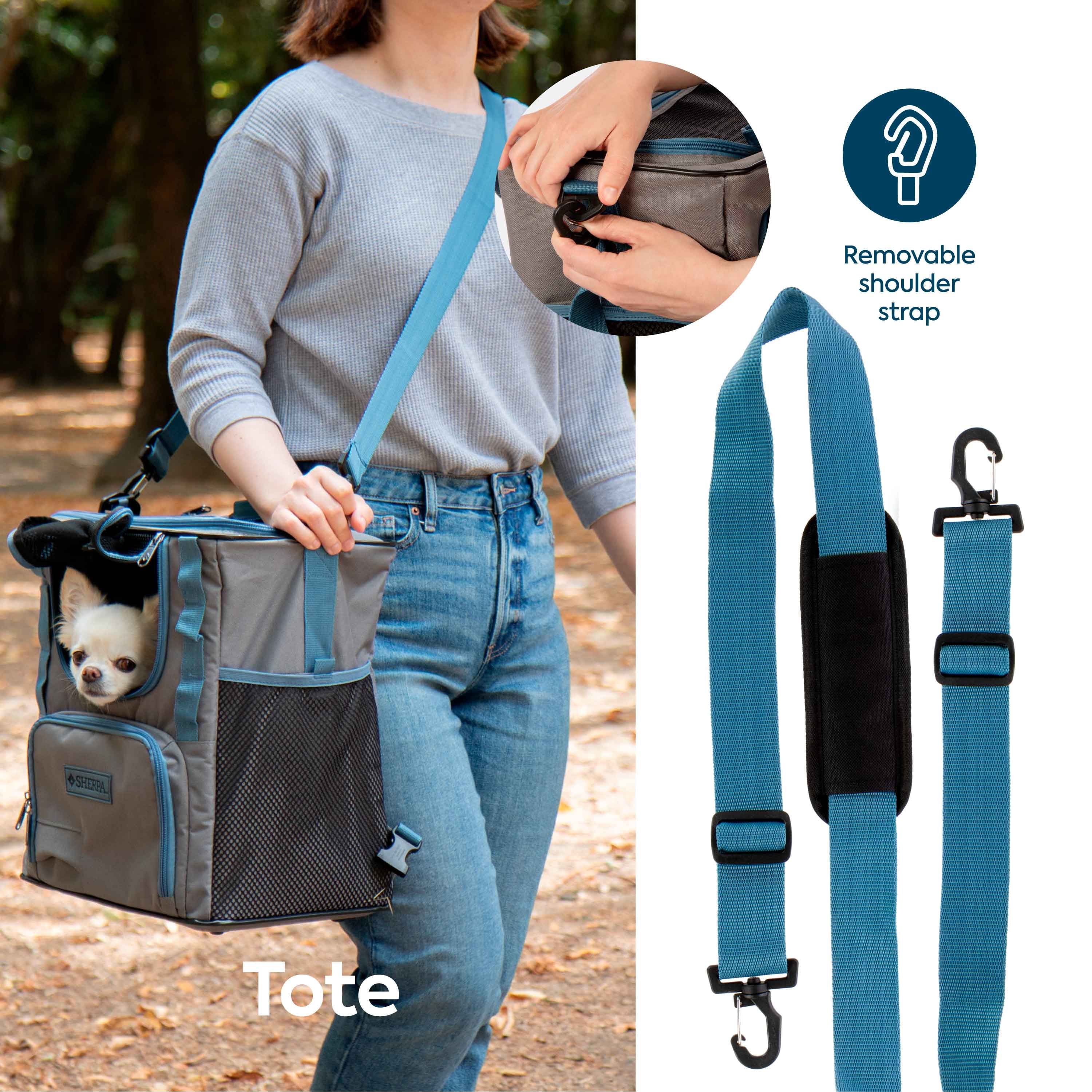 Sherpa Trek Tote 2-in-1 Pet Backpack & Tote for Cats & Dogs - Gray, Medium