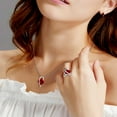thumbnail image 2 of Uloveido Women's Geometric Shape Simulated Topaz Red Necklace and Stud Earrings Rings Pretty Bridal Jewelry Set (Red, Size 8) T295, 2 of 7