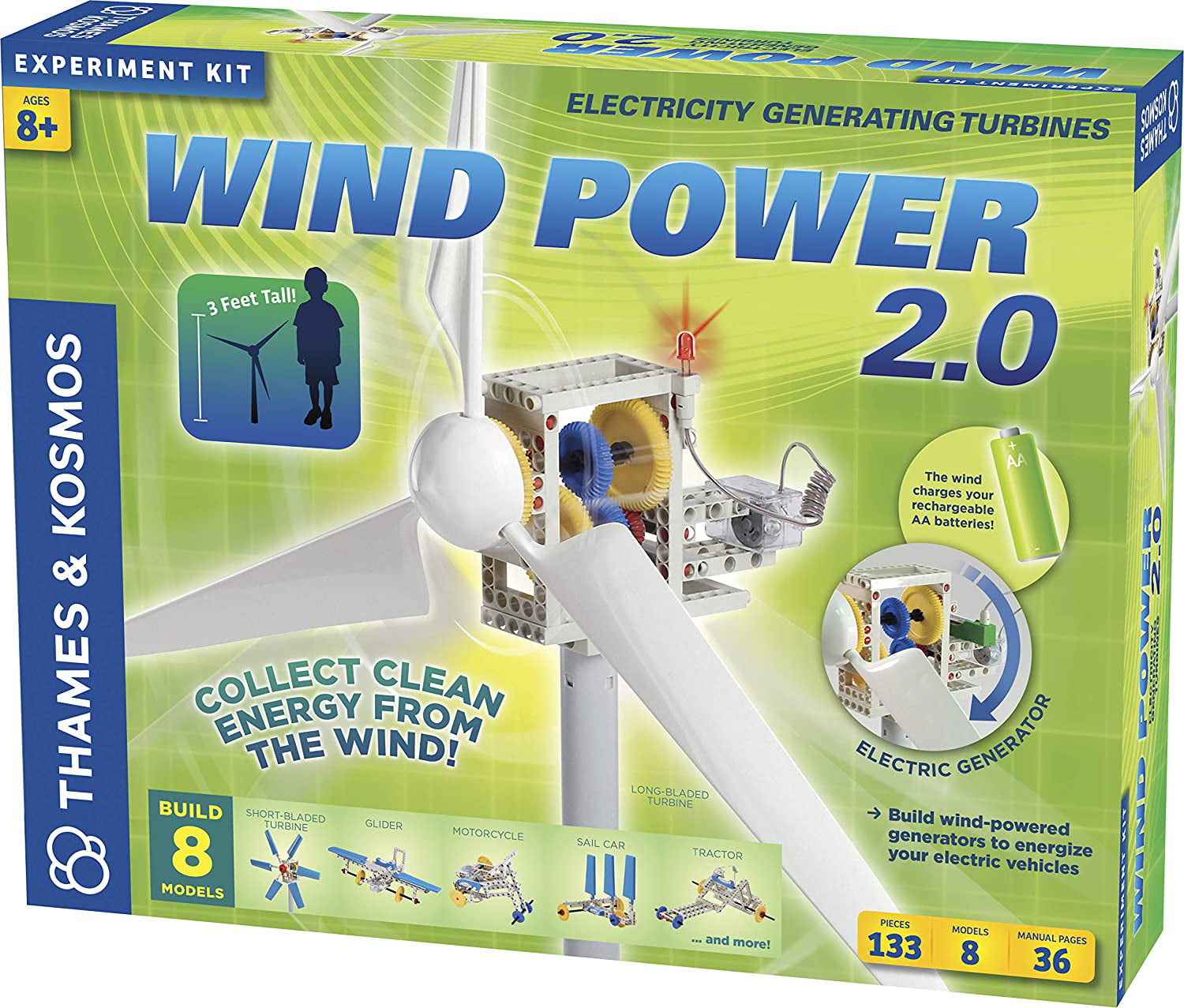 Learn About Renewable Energy & Power a Small Model Car Thames & Kosmos Wind Power V4.0 STEM Experiment Kit Build a 3ft Wind Turbine to Generate Electricity Weatherproof for Outdoor Use