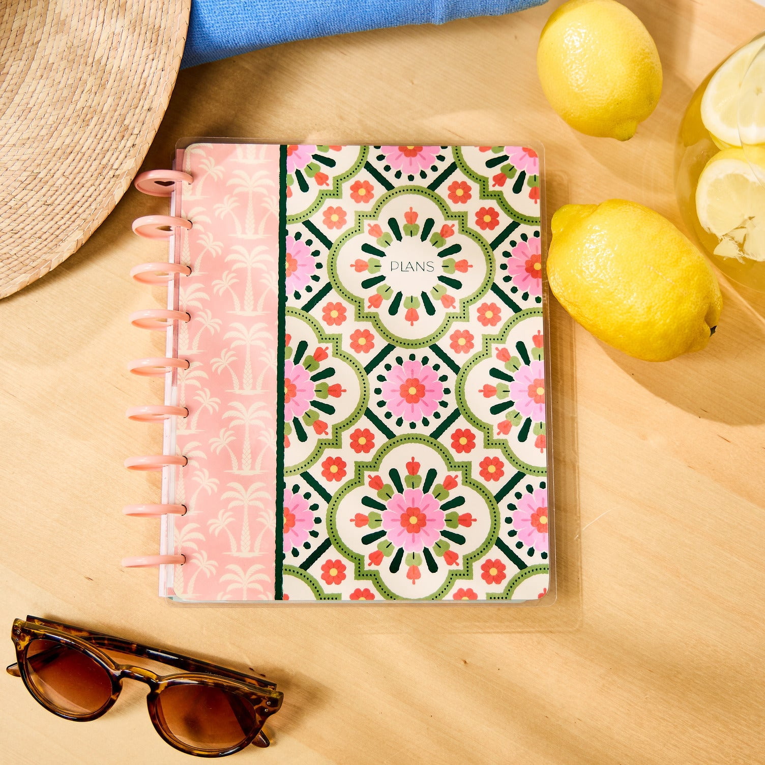 The Happy Planner Undated Palm Beach Classic Checklist Planner – 12-Month, Classic (7″ × 9.25″) – Disc-Bound, Start Anytime, Tropical Cover