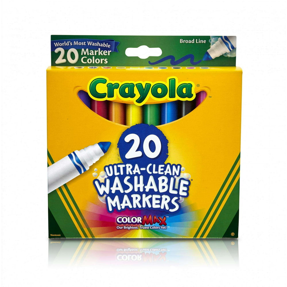 Crayola 20 Count Classic Ultra Clean Washable Markers, Broad Line