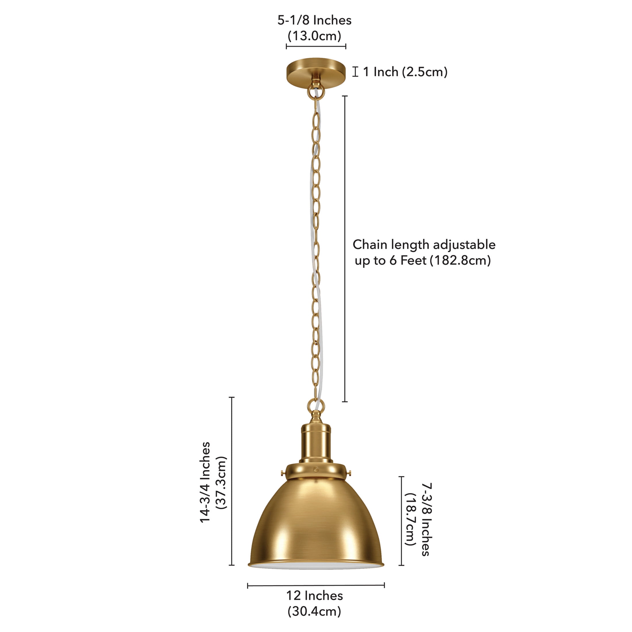Evelyn&Zoe Industrial 12" Wide Brass Pendant