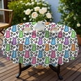 thumbnail image 4 of Easter and Rainbow Bunnies White Pattern Round Tablecloth 60", Wrinkle-Resistant Wipeable Cover for Kitchen, Dining, Picnic & Patio, 4 of 6
