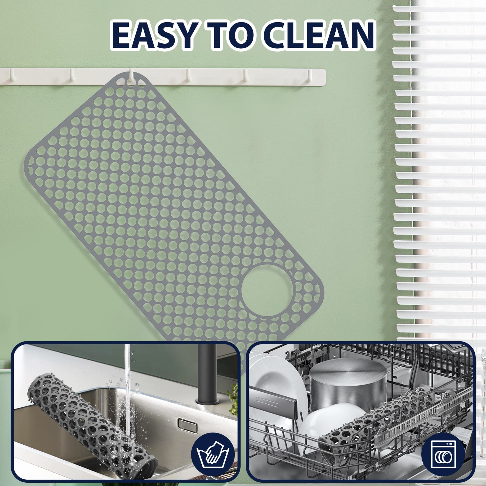 Hollow out Silicone Sink Protector Mat Cuttable Versatile Kitchen Sink Mat With Anti Slip Particle for Stainless Steel Basin Countertop
