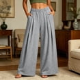 thumbnail image 4 of Qodauz Wide Leg Sweatpants Women Pleated Baggy Casual Pants Button Elastic Waisted Athletic Pant S-2XL, 4 of 7