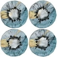 thumbnail image 2 of Shower Caps,Blue Marble Gold Pattern Waterproof Shower Cap for Women 4 Pieces,Double Reusable Hair Cover for Shower PEVA Elastic Stretch Hem, 2 of 7