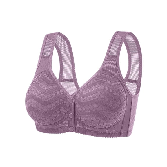 Aofany Front Closure Bras for Older Women Full Coverage Wireless Bras for Seniors Comfort Front Close Push Up Bras with Back Support Everyday Bras, 36B/C-50B/C