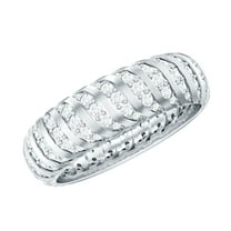 Rosec Jewels Certified Moissanite Wide Wedding Band - Moissanite Band for Women - D-VS1 Quality - with Jewelry Box, 14K White Gold, US 5.00