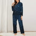 thumbnail image 3 of Disketp Pajamas Set Long Sleeve Sleepwear Womens Button Down Nightwear Pj Sets-Blue Glitter Retro, 3 of 9