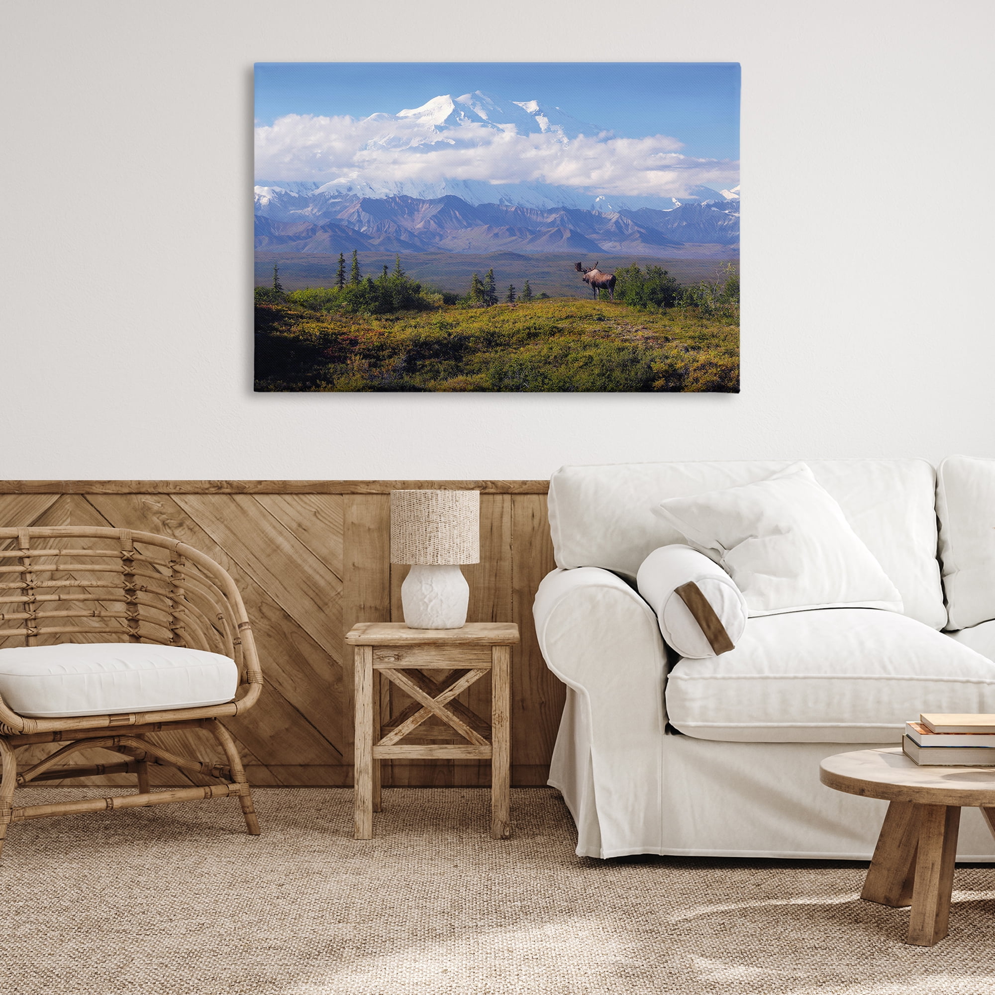 Stupell Industries Mountain Majesty Moose Landscape & Nature Photography Wrapped Canvas Art Print Wall Art, 45 x 30