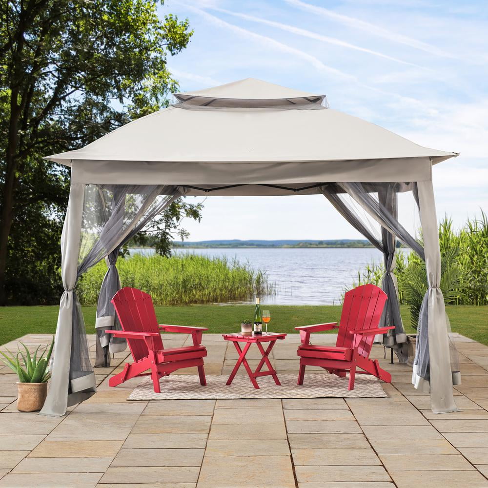Sunjoy 11 ft. x 11 ft. Gray Pop Up Portable Steel Gazebo