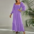 thumbnail image 7 of Fesfesfes Women Dress Casual Sexy Long Sleeve Pullover Square Neck Long Sleeve Ruffle High Waist Dress Sale Tops on Clearance, 7 of 7