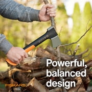 Fiskars X7 Hatchet Tool, 14 Hatchet with Steel Blade for Small to Medium Sized Logs, Black and Orange