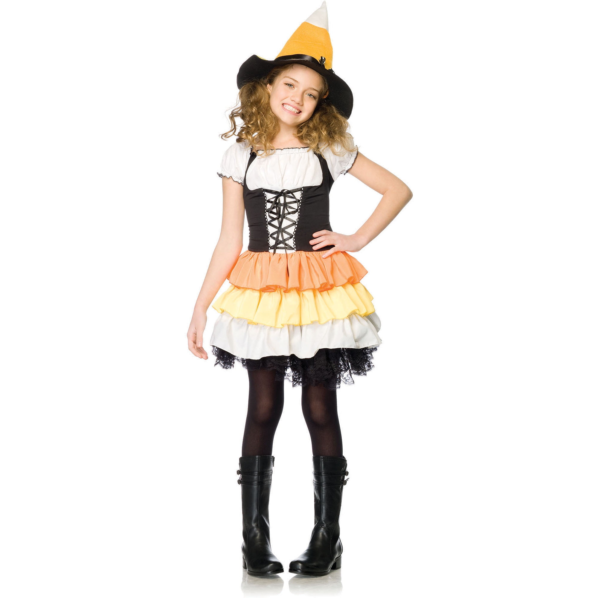 Leg Avenue Kandy Korn Bruja Mujer Disfraz de Halloween Talla Junior M/L Vestido y Sombrero 