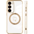 thumbnail image 4 of for Samsung Galaxy S23 Plus 5G Case [Support Magsafe] Love Heart Pattern Magnetic Plating Luxury Elegant Case Camera Protector Soft TPU Shockproof Corner Back Cover -White, 4 of 11