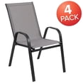 thumbnail image 3 of Flash Furniture Brazos Series Outdoor Flex Comfort Stackable Patio Chairs, Set of 4, Gray, 3 of 15