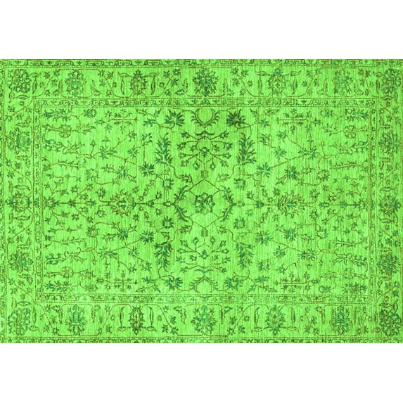 Ahgly Company Machine Washable Indoor Rectangle Persian Green Traditional Area Rugs, 8' x 10'