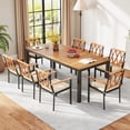 thumbnail image 2 of Patiojoy 79" Rectangular Acacia Wood Dining Table 8-Person Patio Dining Table with Umbrella Hole, 2 of 10