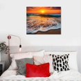 thumbnail image 5 of ERAPDAUR Sunset Beach Wall Art Beach Theme Bathroom Decor Hawaii Coastal Seascape Canvas Prints Painting Modern Nature Ocean Waves Landscape Artwork for Living Room Office Home Decoration 20x16in, 5 of 6