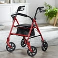 thumbnail image 5 of McKesson Red Rollator, Steel Frame Folding Mobility Aid, 300-lb Weight Capacity, 1 Ct, 5 of 6