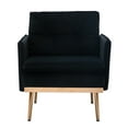 thumbnail image 3 of Single Lounge Sofa Chair with Velvet Finished and Metal Legs, Accent Chair with Arms for Living Room Reading Bedroom Office Decor, Black, 3 of 7