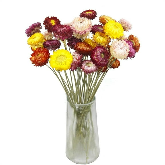 Scheam Artificial Dried Daisy Flowers Bouquet 20 Pcs Orange Daisies Sunflower Chrysanthemum Multicolor Dried Flowers Fall Farmhouse Table Centerpiece for Wedding Holiday Floral Arrangement