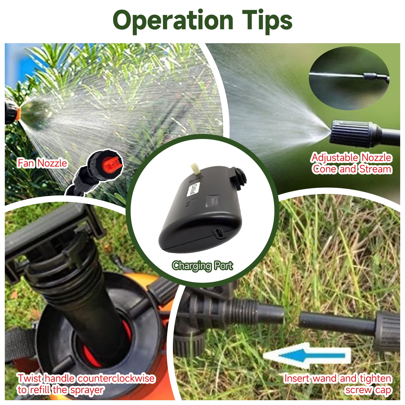 FIVO 2 Gallon Sprayer with Rechargeable Battery Powered Electric Pump for Lawn and Garden