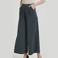 thumbnail image 2 of VERUGU Wide Leg Pants Women Casual Loose High Elastic Waist Palazzo Trousers with Pockets Spring Summer Solid Lounge Comfy Full-Length Flowy Pants Beach Travel Vacation Outfits Green XXL, 2 of 7