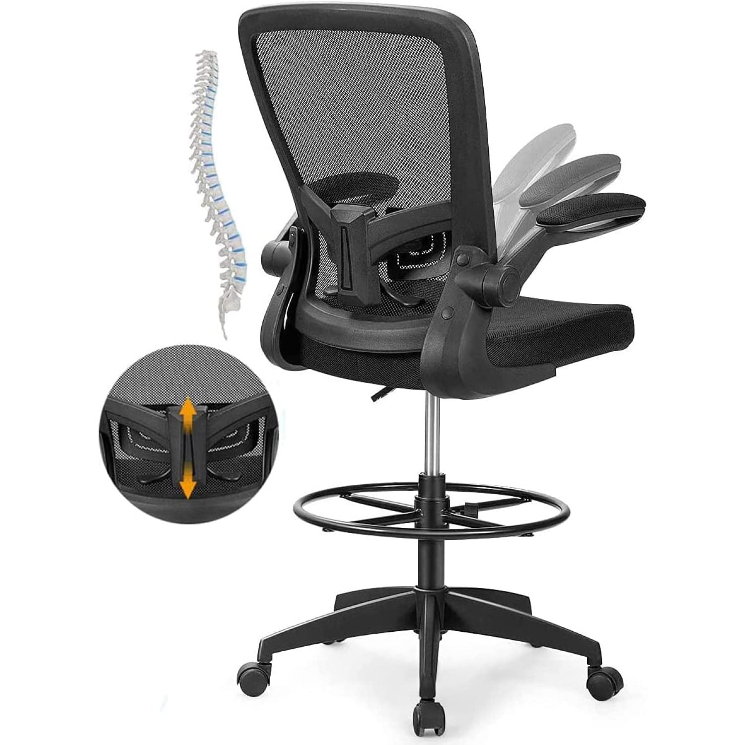 FulnKye Drafting Chair, Ergonomic Tall Office Chair Stool Standing Desk