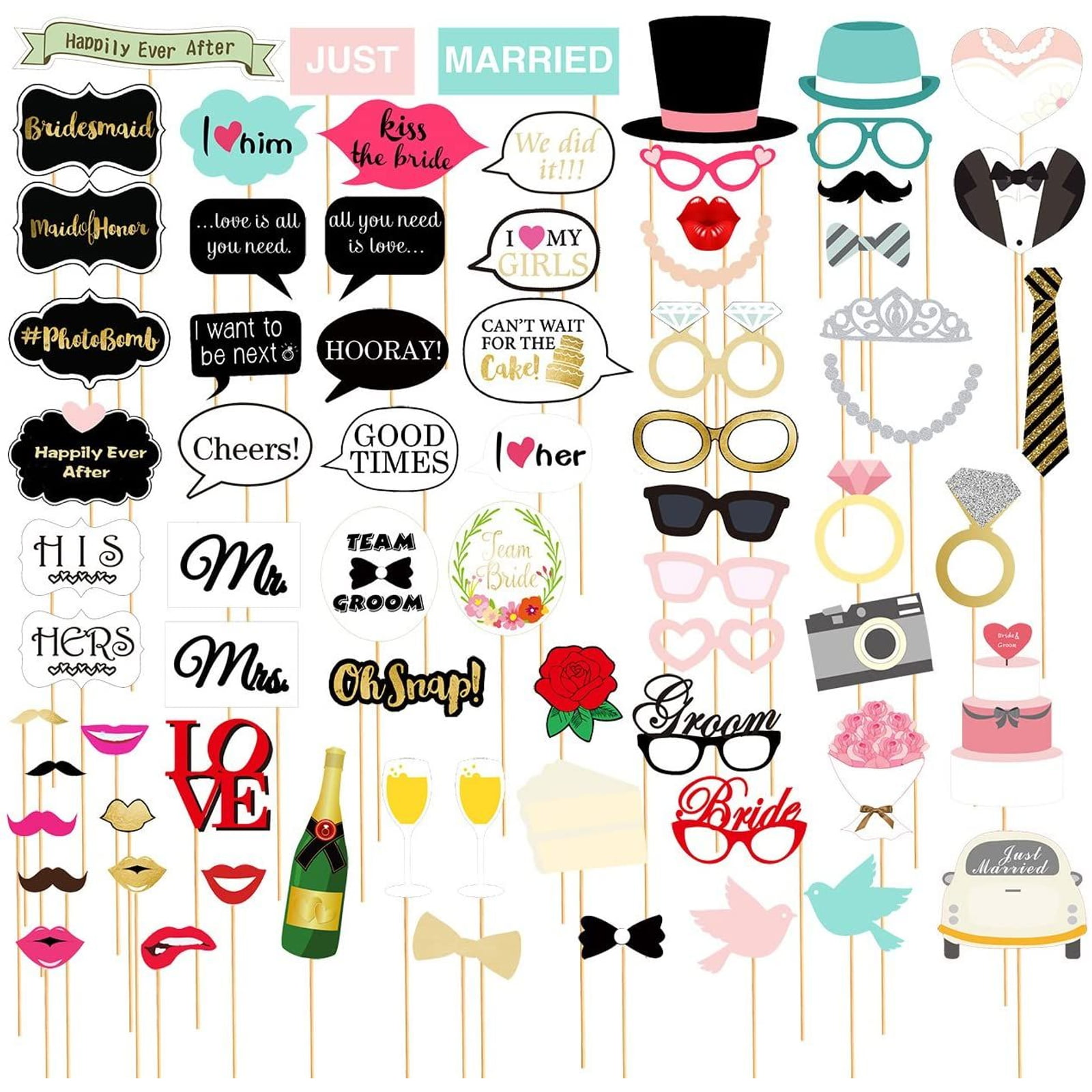 20pcs Photo Booth Props On a Stick Frame Wedding Party Hen Night Background 