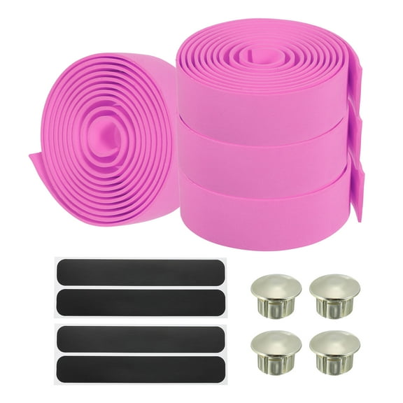 Uxcell Bike Handlebar Tape EVA Handle Grip Wraps Bicycle Bar Tape with Black End Plugs Pink 4 Pack