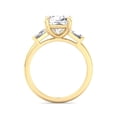 thumbnail image 3 of Orlando - Moissanite Cushion Cut Lab Diamond Engagement Ring With Tapered Baguette Sidestones, 3 of 5