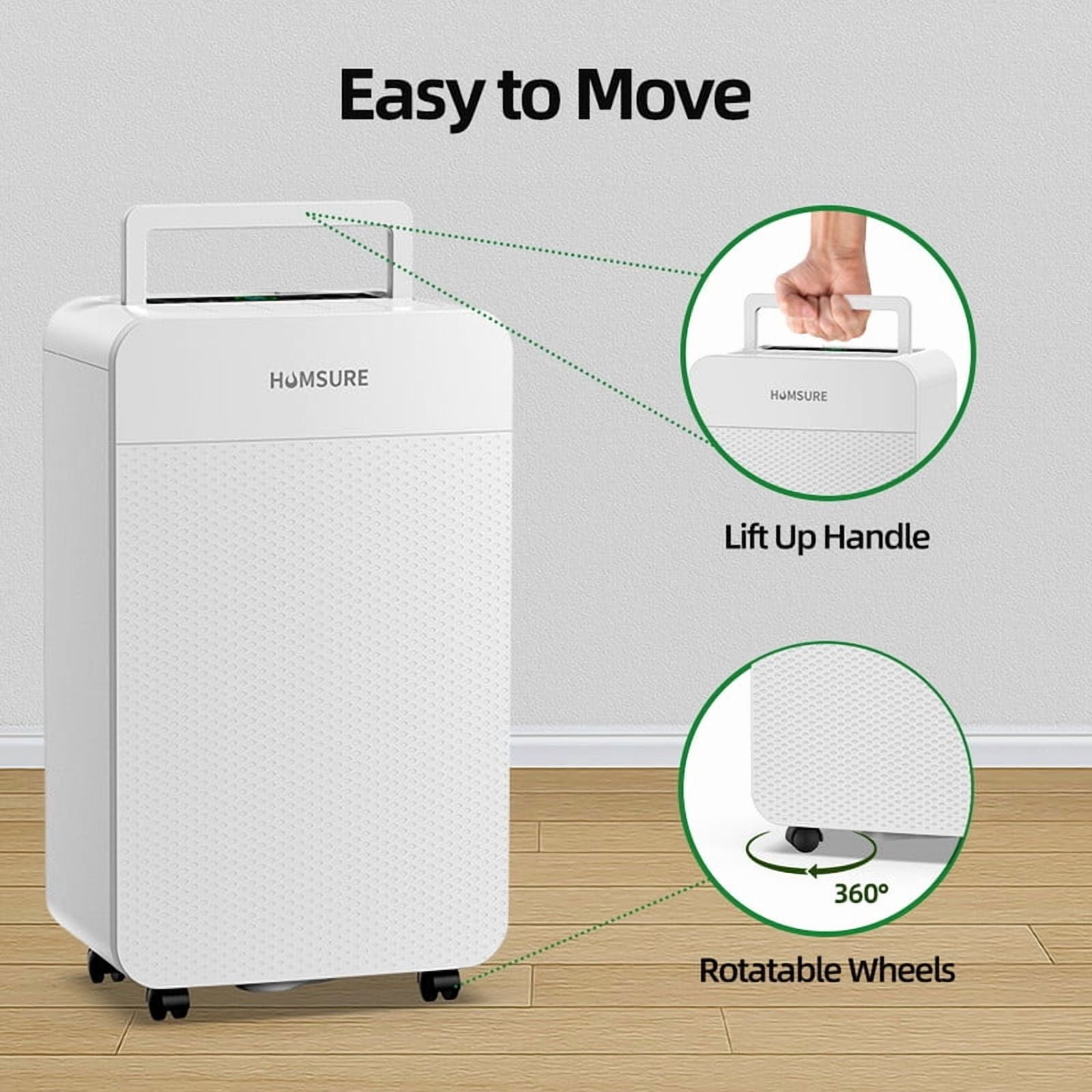 4,000 sq.ft 42 pt White Dehumidifiers for Bedroom Bathroom Home,with Drain Hose,Child Lock,Dehumidify Efficiently