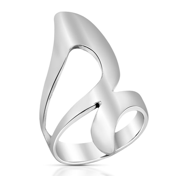 Sleek Wide Open Wave Wrap Sterling Silver Ring for Female Anniversary Size-10