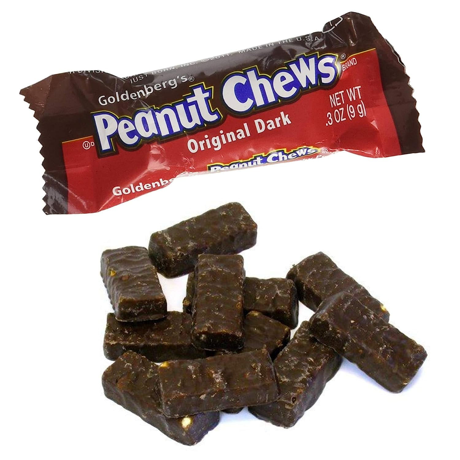 Goldenbergs Peanut Chews, Original Dark - 24 pack, 2.0 oz bars