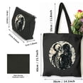 thumbnail image 3 of QZHH Aesthetic Tote Bags Lesbian Couple LGBTQ Pride Skeletons Kissing Valentine's Day 2 Pcs Canvas Tote Bags with Zipper Black, 3 of 8