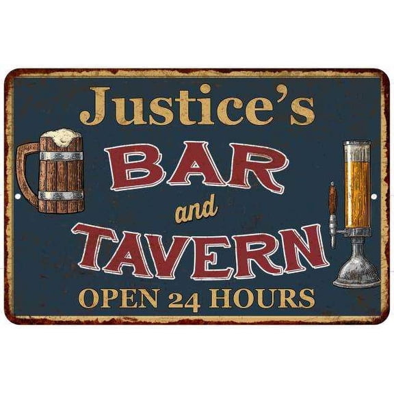 Justice's Green Bar & Tavern Rustic Sign 8 x 12 High Gloss Metal 208120047786