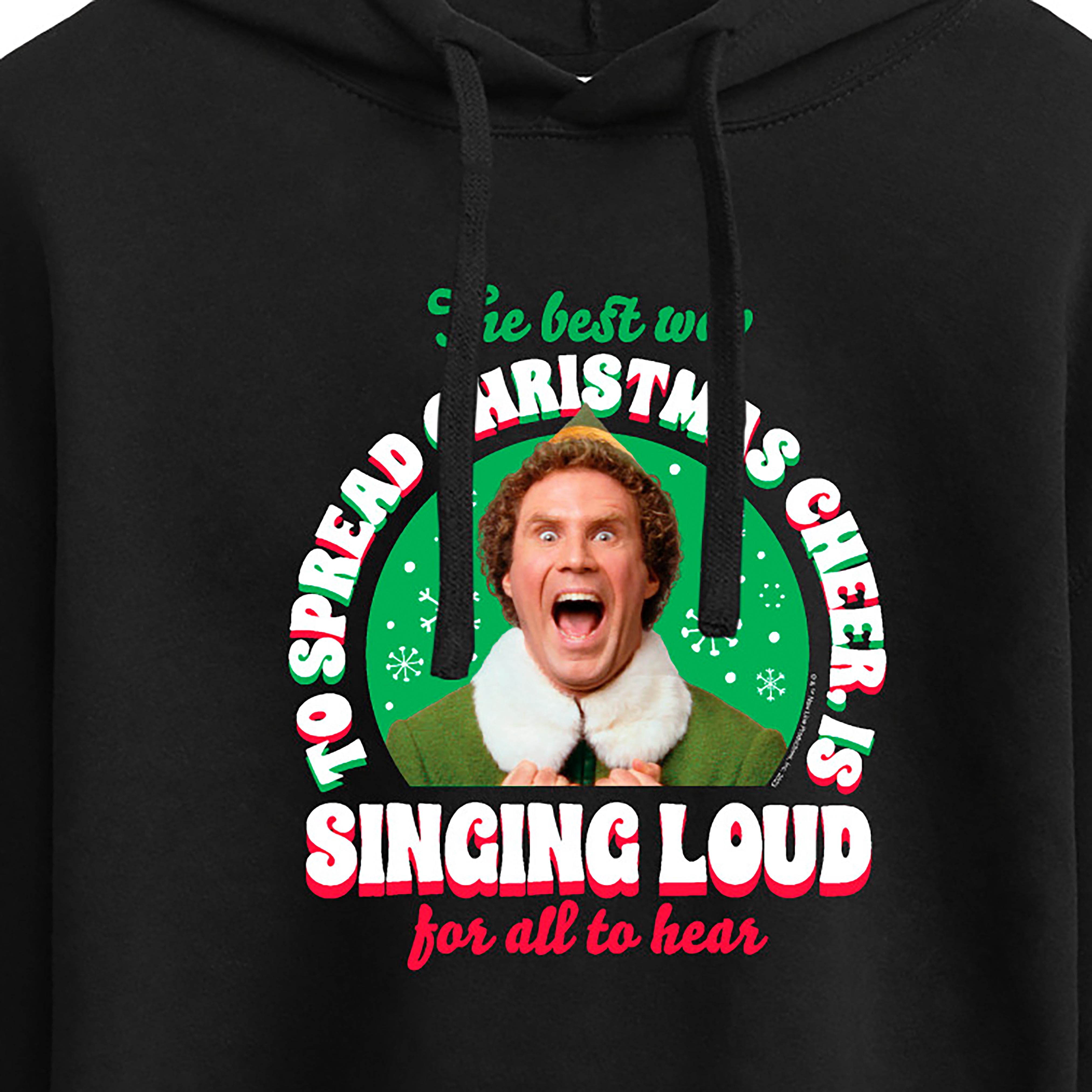 ELF - Christmas Singing  - Juniors Cropped Pullover Hoodie