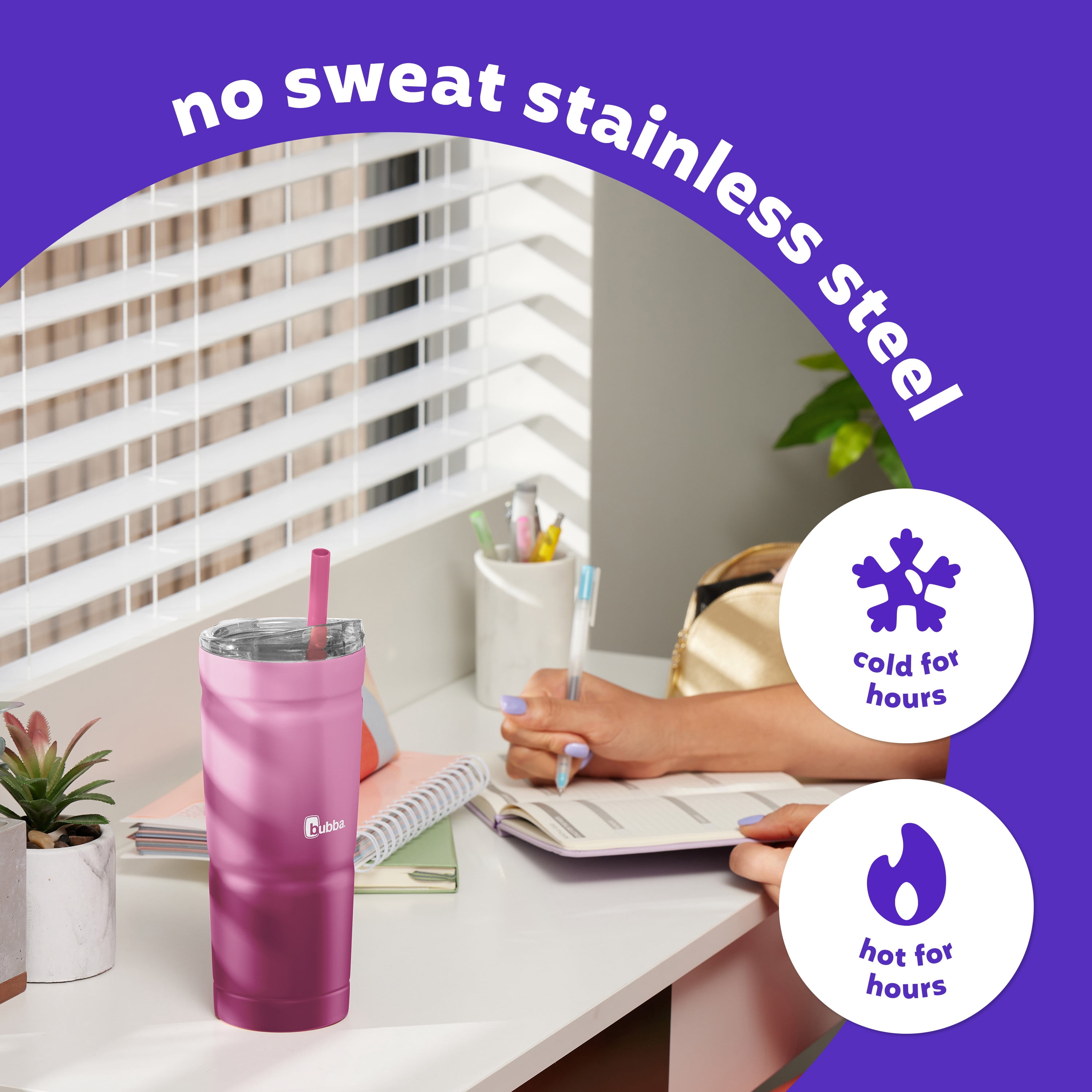 (2 pack) bubba Envy S Stainless Steel Tumbler with Straw, Pink Ombre, 24 fl oz.