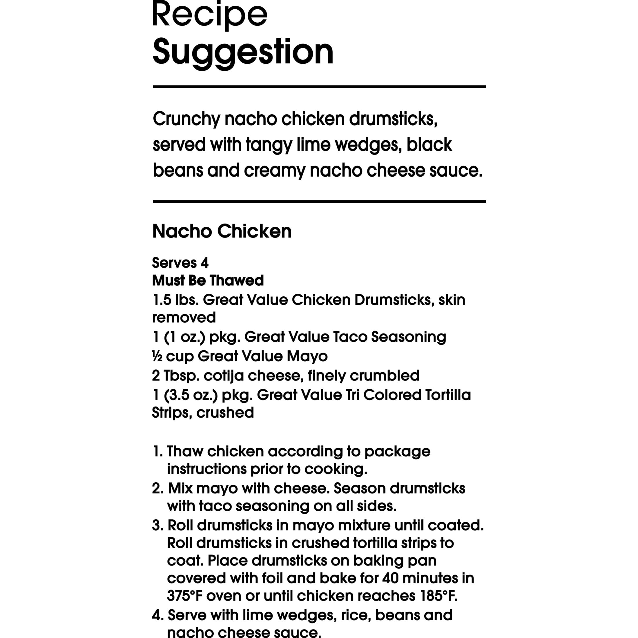 Great Value All Natural Chicken Drumsticks, 4 lbs (Frozen)