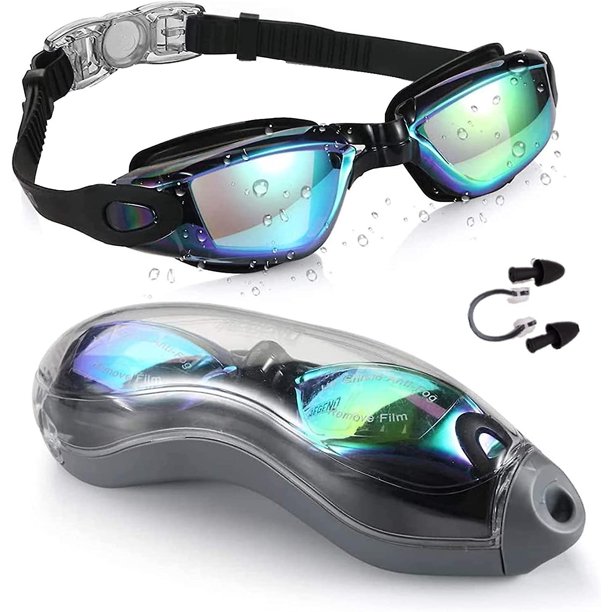 Gafas de natación, gafas de natación de silicona, gafas de natación, gafas de natación para adultos, gafas de natación para niños, gran angular, anti-niebla, impermeable Feliz Sencillez